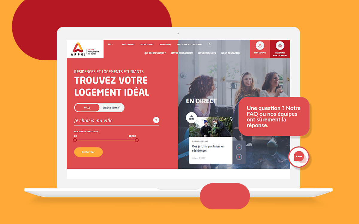 site internet arpej de couleur orange et rouge